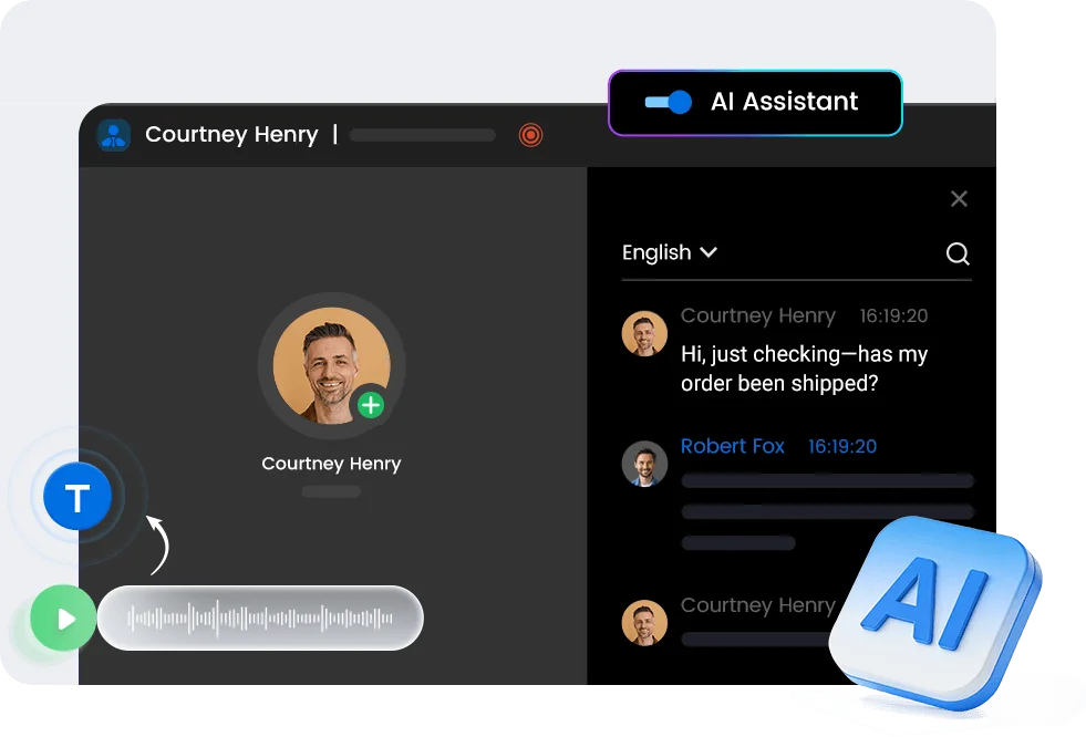 AI assistant transcribing and summarising a business call